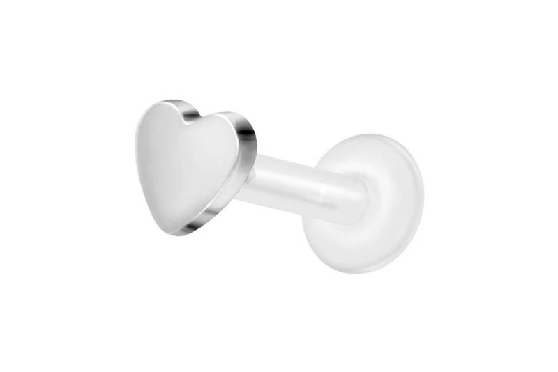 PIERCINGLINE Piercing-Set PTFE Labret mit Innengewinde + Titan-Aufsatz HERZ (Labrets / 1 Stk) von PIERCINGLINE