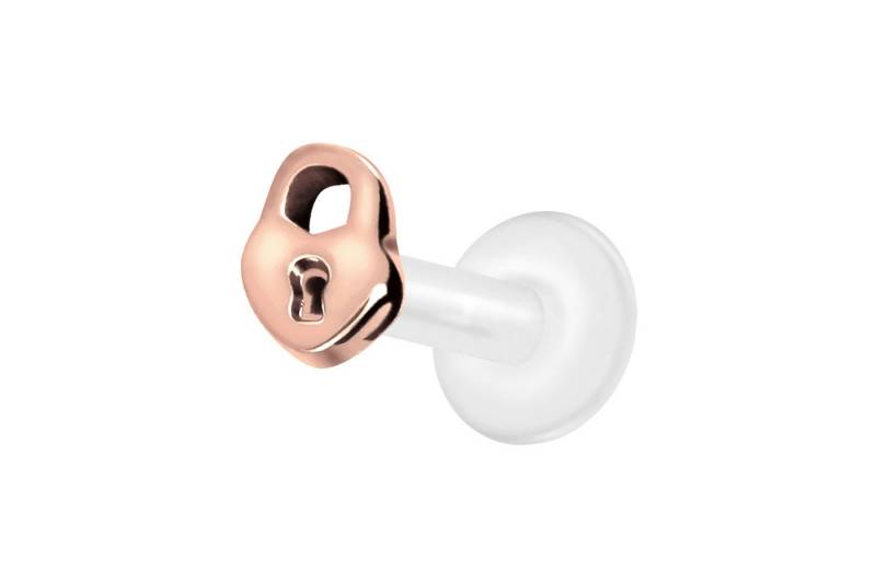 PIERCINGLINE Piercing-Set PTFE Labret mit Innengewinde + Titan-Aufsatz HERZSCHLOSS (Labrets / 1 Stk) von PIERCINGLINE