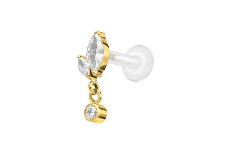 PIERCINGLINE Piercing-Set PTFE Labret mit Innengewinde + Titan-Aufsatz KNOSPE + KRISTALL (Labrets, 1-tlg) von PIERCINGLINE
