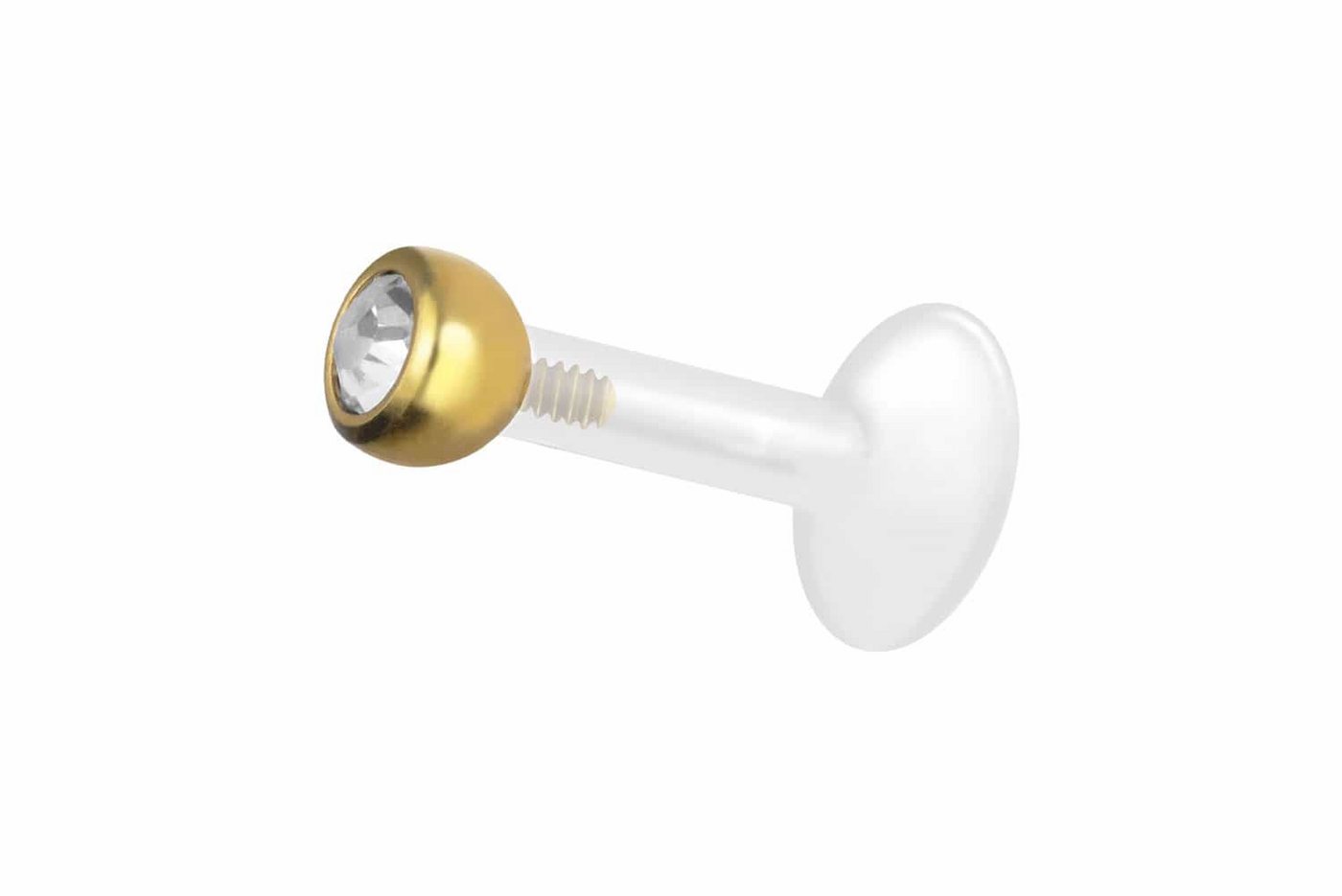 PIERCINGLINE Nasenpiercing PTFE Labret mit Innengewinde + Titan-Aufsatz KRISTALL (Labrets, 1-tlg) von PIERCINGLINE