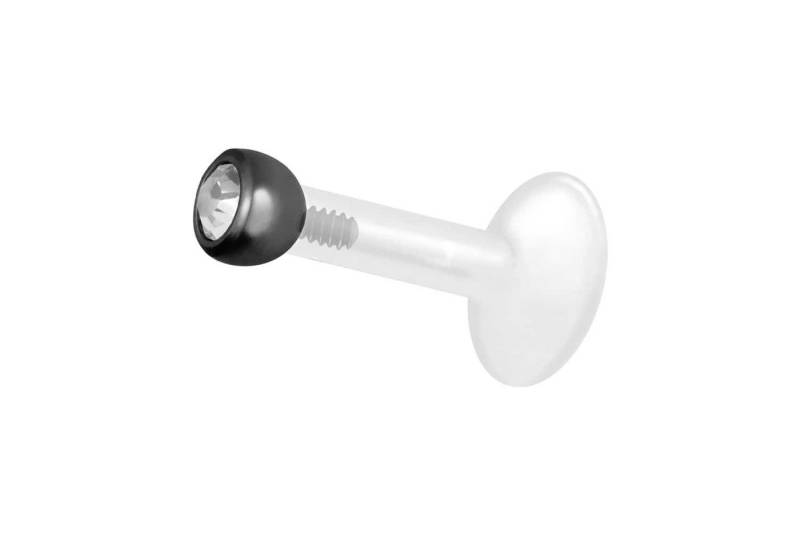 PIERCINGLINE Piercing-Set PTFE Labret mit Innengewinde + Titan-Aufsatz KRISTALL (Labrets / 1 Stk) von PIERCINGLINE