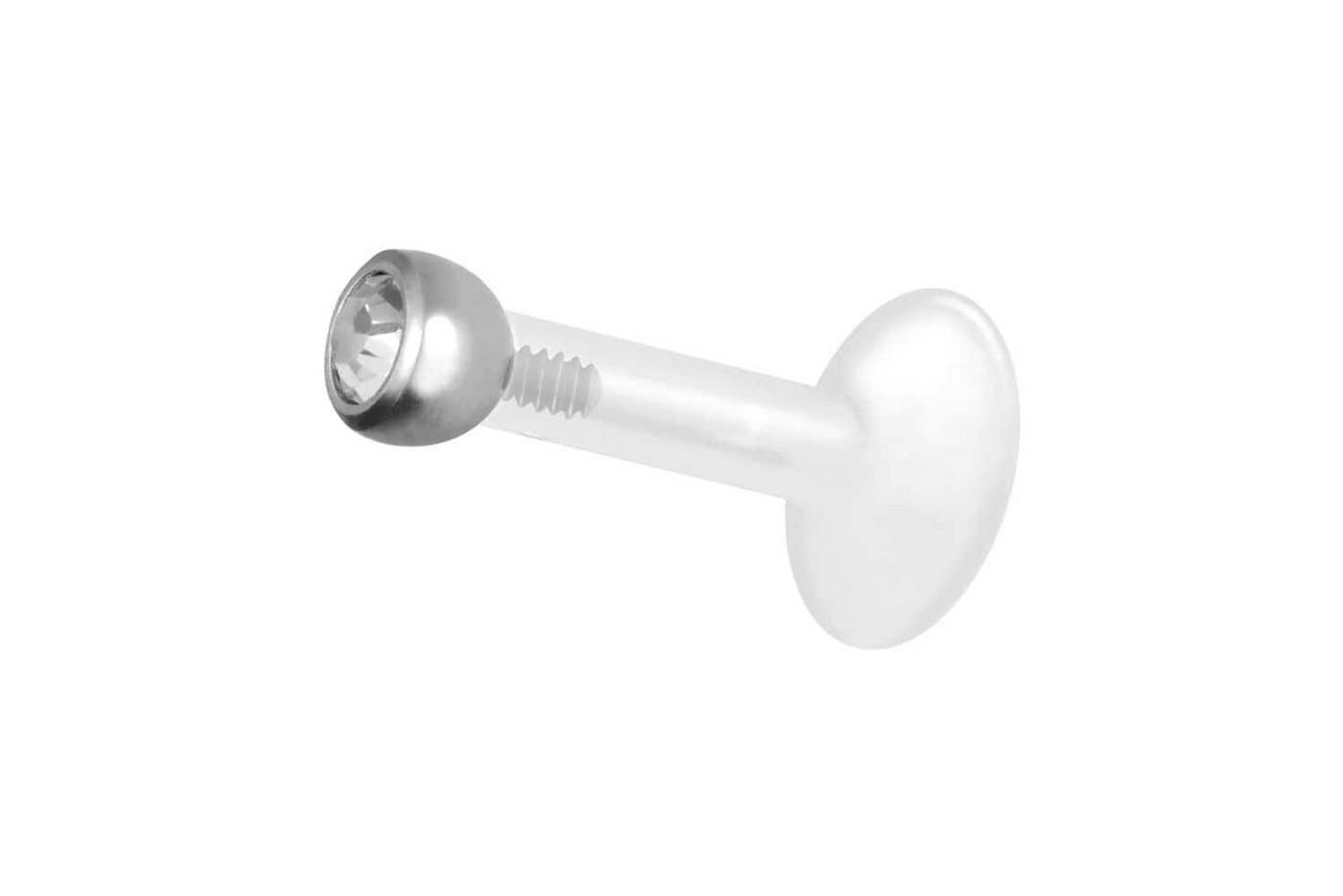 PIERCINGLINE Nasenpiercing PTFE Labret mit Innengewinde + Titan-Aufsatz KRISTALL (Labrets, 1-tlg) von PIERCINGLINE