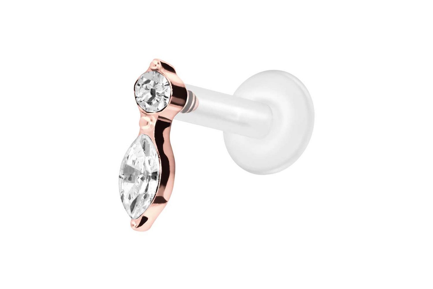PIERCINGLINE Nasenpiercing PTFE Labret mit Innengewinde + Titan-Aufsatz KRISTALLBLATT (Labrets, 1-tlg) von PIERCINGLINE