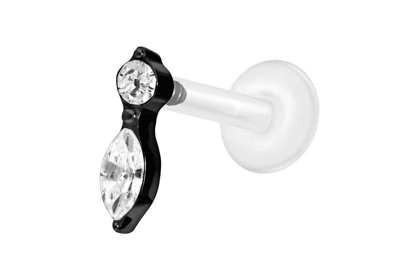 PIERCINGLINE Nasenpiercing PTFE Labret mit Innengewinde + Titan-Aufsatz KRISTALLBLATT (Labrets, 1-tlg) von PIERCINGLINE