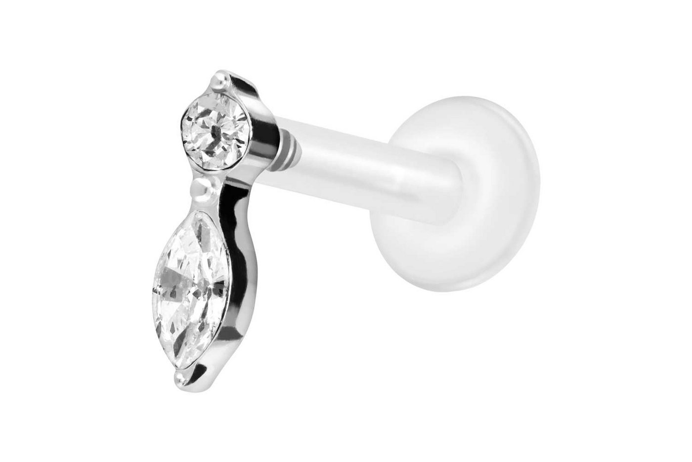 PIERCINGLINE Nasenpiercing PTFE Labret mit Innengewinde + Titan-Aufsatz KRISTALLBLATT (Labrets, 1-tlg) von PIERCINGLINE