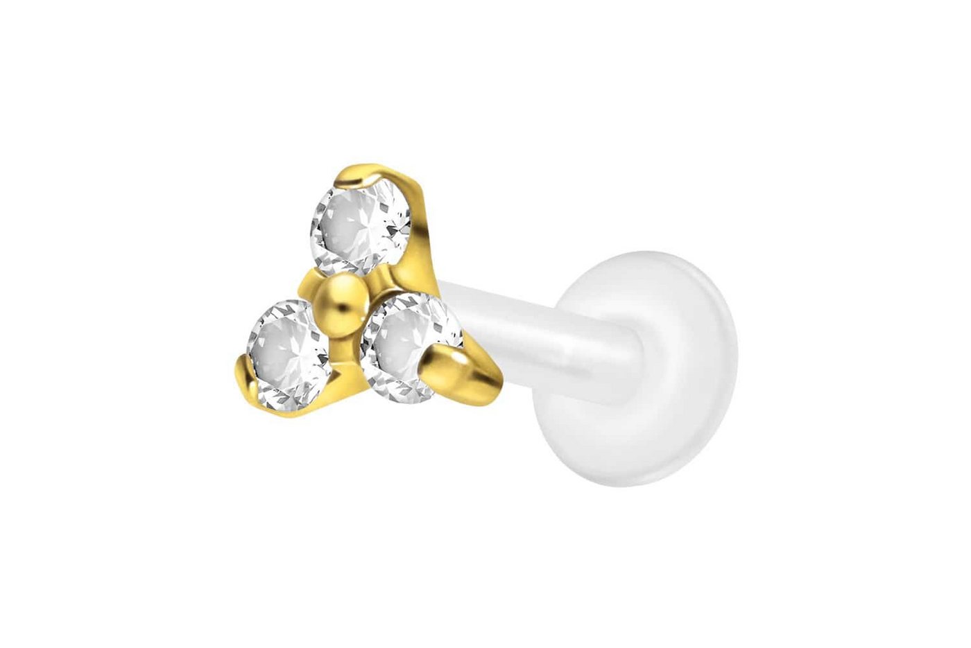 PIERCINGLINE Nasenpiercing PTFE Labret mit Innengewinde + Titan-Aufsatz KRISTALLBLUME (Labrets, 1-tlg) von PIERCINGLINE