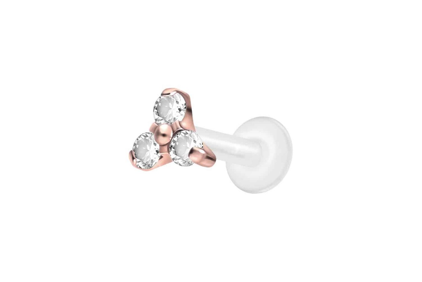 PIERCINGLINE Nasenpiercing PTFE Labret mit Innengewinde + Titan-Aufsatz KRISTALLBLUME (Labrets, 1-tlg) von PIERCINGLINE