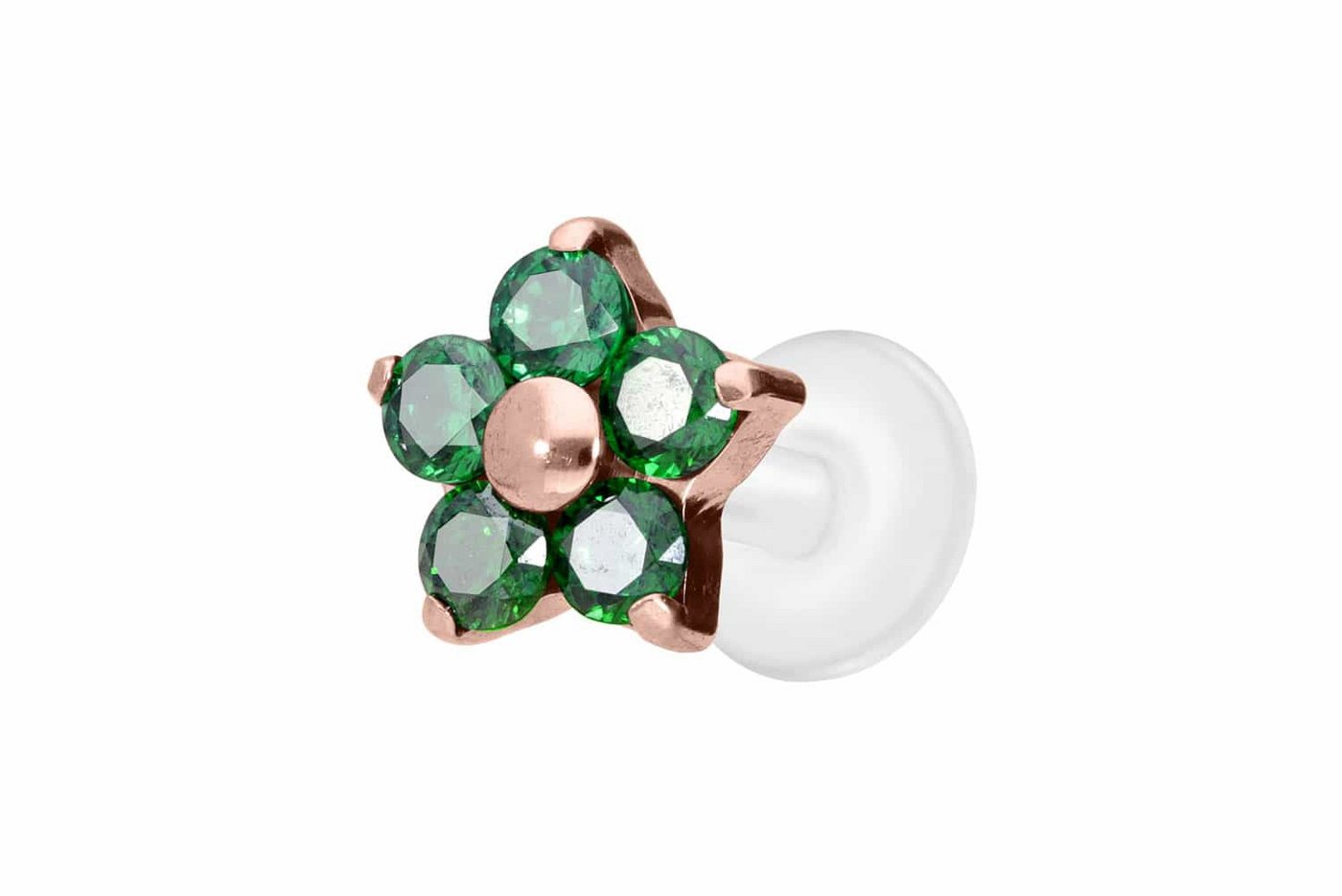 PIERCINGLINE Piercing-Set PTFE Labret mit Innengewinde + Titan-Aufsatz KRISTALLBLUME (Labrets / 1 Stk) von PIERCINGLINE