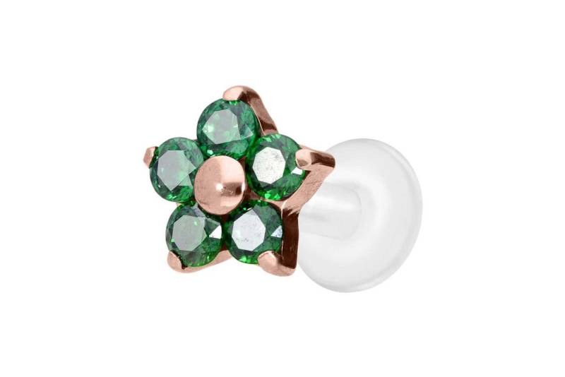PIERCINGLINE Piercing-Set PTFE Labret mit Innengewinde + Titan-Aufsatz KRISTALLBLUME (Labrets / 1 Stk) von PIERCINGLINE