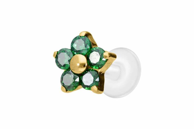 PIERCINGLINE Piercing-Set PTFE Labret mit Innengewinde + Titan-Aufsatz KRISTALLBLUME (Labrets, 1-tlg) von PIERCINGLINE