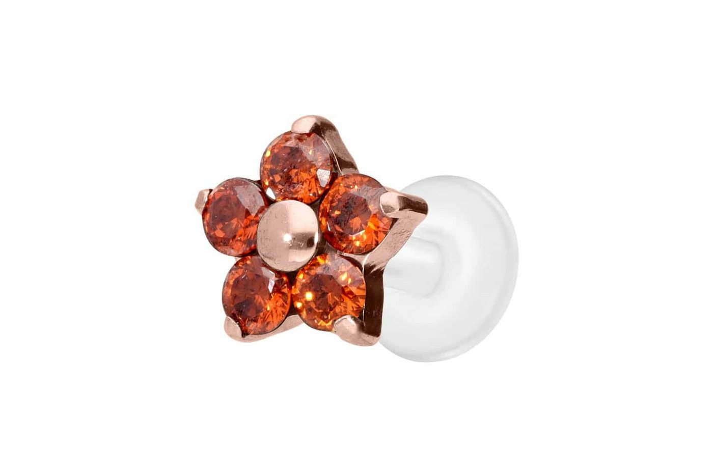 PIERCINGLINE Piercing-Set PTFE Labret mit Innengewinde + Titan-Aufsatz KRISTALLBLUME (Labrets / 1 Stk) von PIERCINGLINE