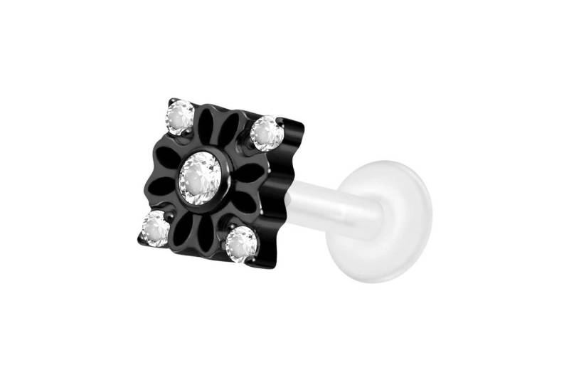 PIERCINGLINE Piercing-Set PTFE Labret mit Innengewinde + Titan-Aufsatz KRISTALLBLUME (Labrets / 1 Stk) von PIERCINGLINE