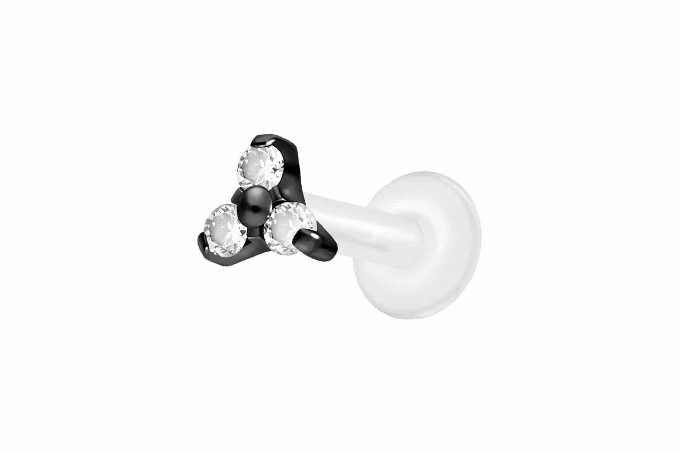 PIERCINGLINE Nasenpiercing PTFE Labret mit Innengewinde + Titan-Aufsatz KRISTALLBLUME (Labrets, 1-tlg) von PIERCINGLINE