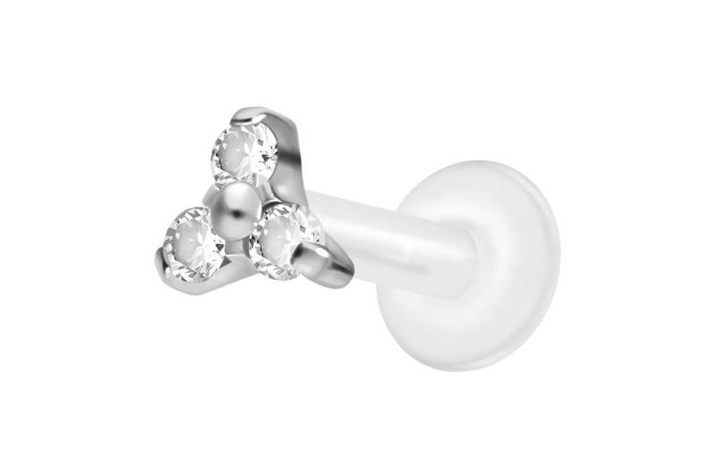 PIERCINGLINE Piercing-Set PTFE Labret mit Innengewinde + Titan-Aufsatz KRISTALLBLUME (Labrets / 1 Stk) von PIERCINGLINE