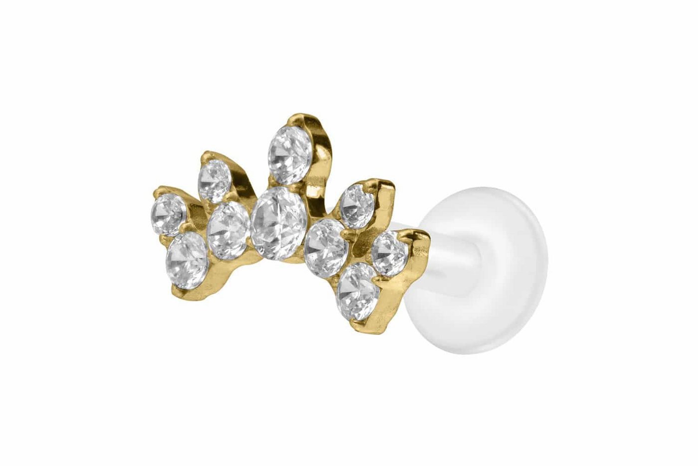 PIERCINGLINE Nasenpiercing PTFE Labret mit Innengewinde + Titan-Aufsatz KRISTALLBOGEN (Labrets, 1-tlg) von PIERCINGLINE