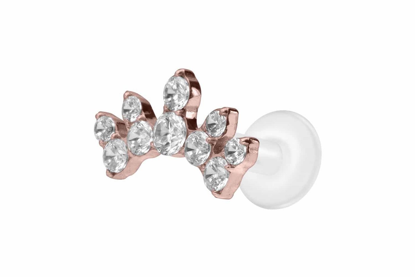 PIERCINGLINE Nasenpiercing PTFE Labret mit Innengewinde + Titan-Aufsatz KRISTALLBOGEN (Labrets, 1-tlg) von PIERCINGLINE