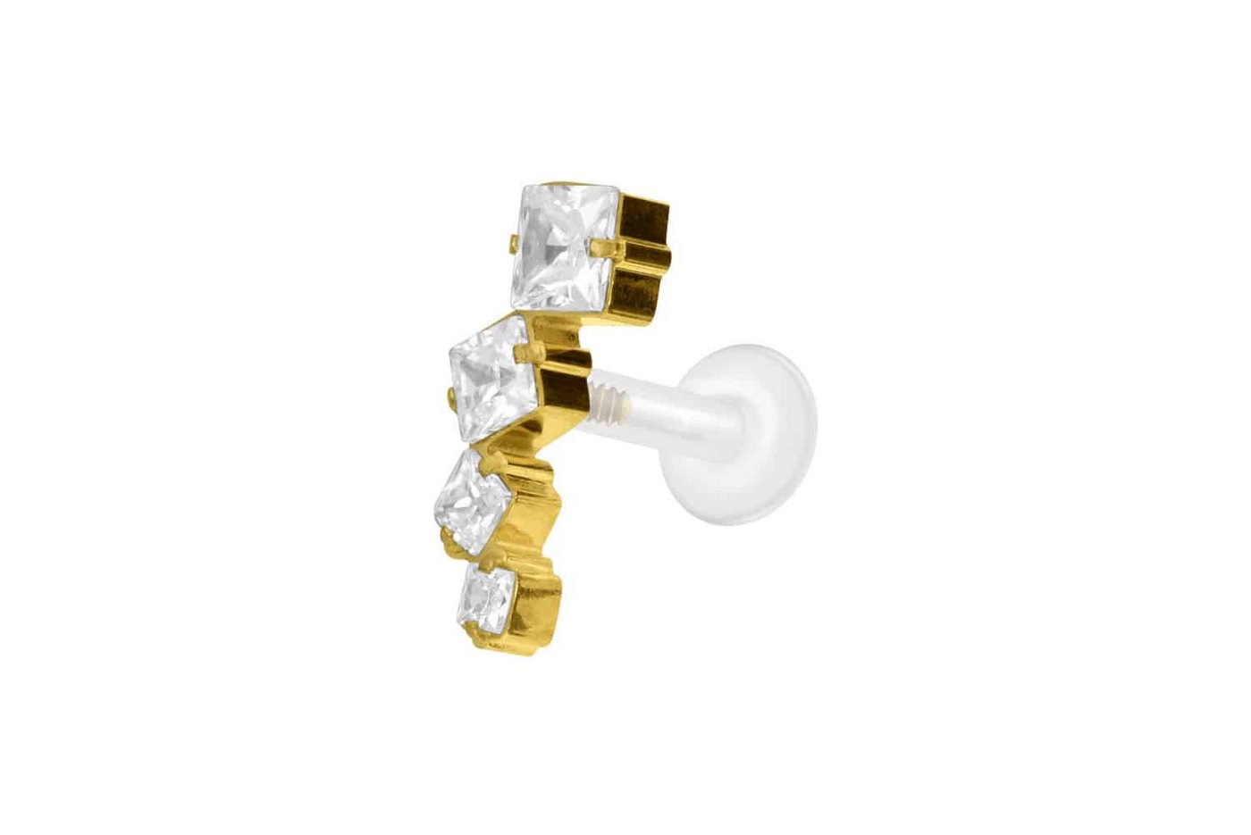 PIERCINGLINE Nasenpiercing PTFE Labret mit Innengewinde + Titan-Aufsatz KRISTALLBOGEN (Labrets, 1-tlg) von PIERCINGLINE