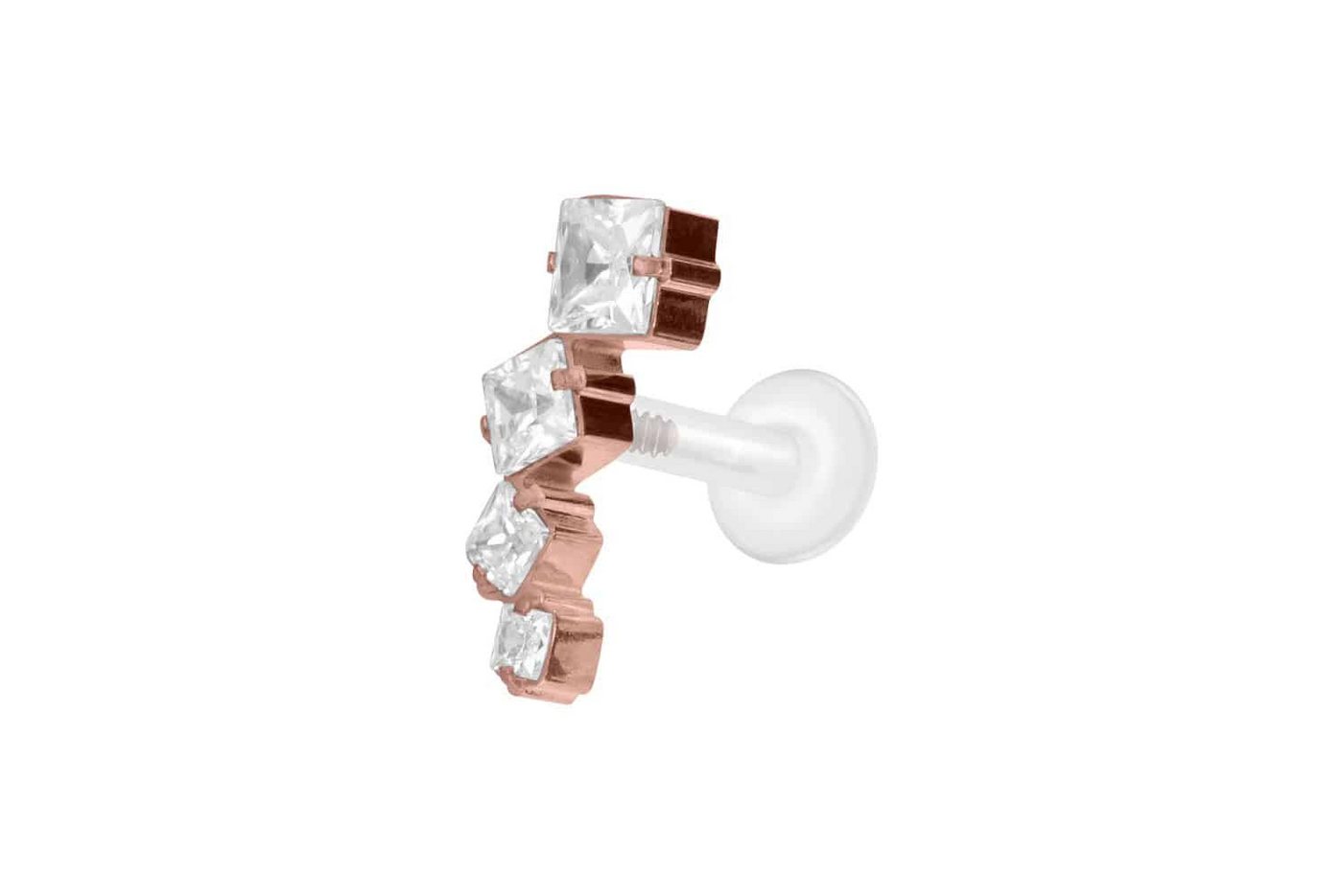 PIERCINGLINE Nasenpiercing PTFE Labret mit Innengewinde + Titan-Aufsatz KRISTALLBOGEN (Labrets, 1-tlg) von PIERCINGLINE