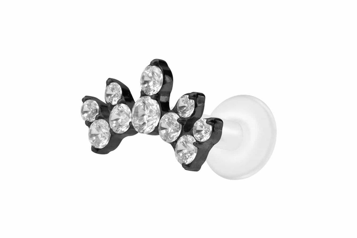 PIERCINGLINE Nasenpiercing PTFE Labret mit Innengewinde + Titan-Aufsatz KRISTALLBOGEN (Labrets, 1-tlg) von PIERCINGLINE