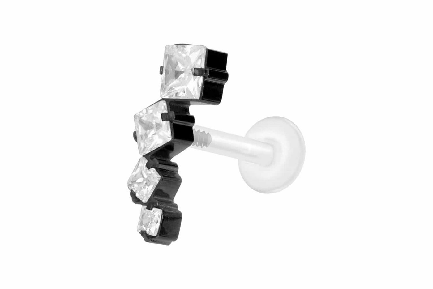 PIERCINGLINE Nasenpiercing PTFE Labret mit Innengewinde + Titan-Aufsatz KRISTALLBOGEN (Labrets, 1-tlg) von PIERCINGLINE