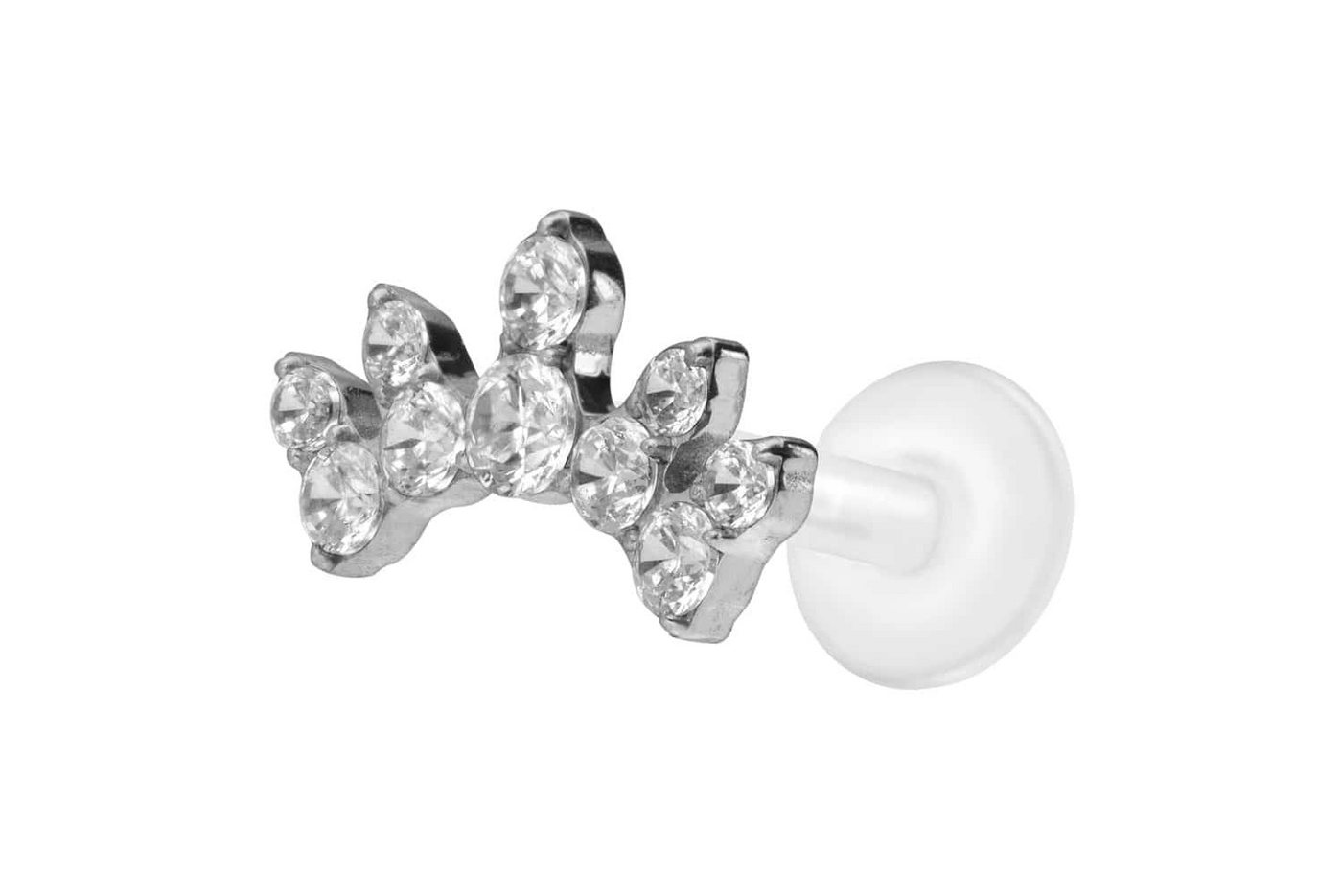 PIERCINGLINE Nasenpiercing PTFE Labret mit Innengewinde + Titan-Aufsatz KRISTALLBOGEN (Labrets, 1-tlg) von PIERCINGLINE