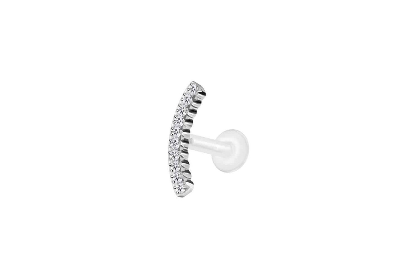 PIERCINGLINE Nasenpiercing PTFE Labret mit Innengewinde + Titan-Aufsatz KRISTALLBOGEN (Labrets, 1-tlg) von PIERCINGLINE