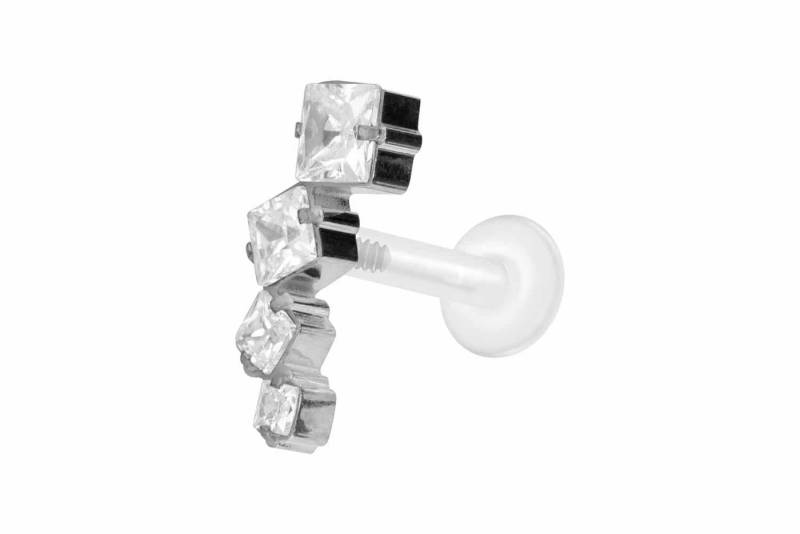PIERCINGLINE Piercing-Set PTFE Labret mit Innengewinde + Titan-Aufsatz KRISTALLBOGEN (Labrets / 1 Stk) von PIERCINGLINE