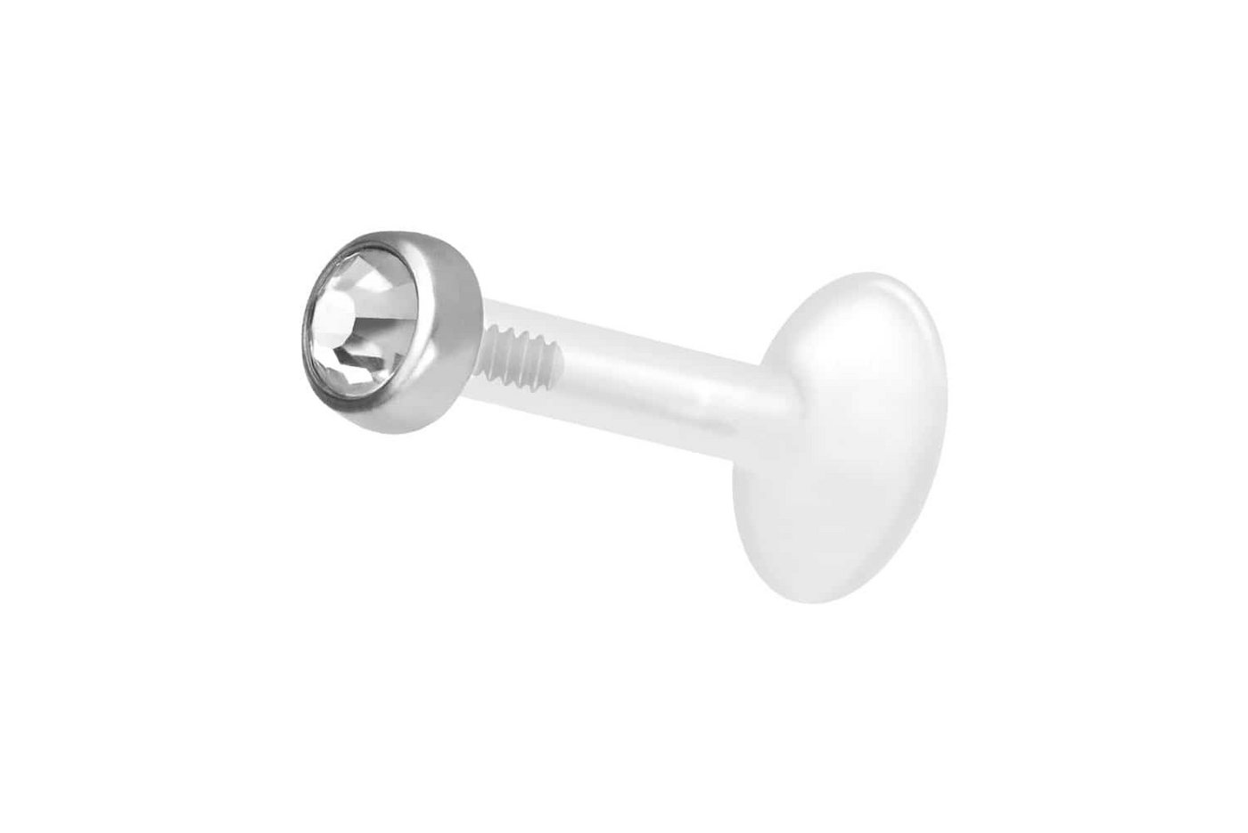 PIERCINGLINE Nasenpiercing PTFE Labret mit Innengewinde + Titan-Aufsatz KRISTALLDISC (Labrets, 1-tlg) von PIERCINGLINE