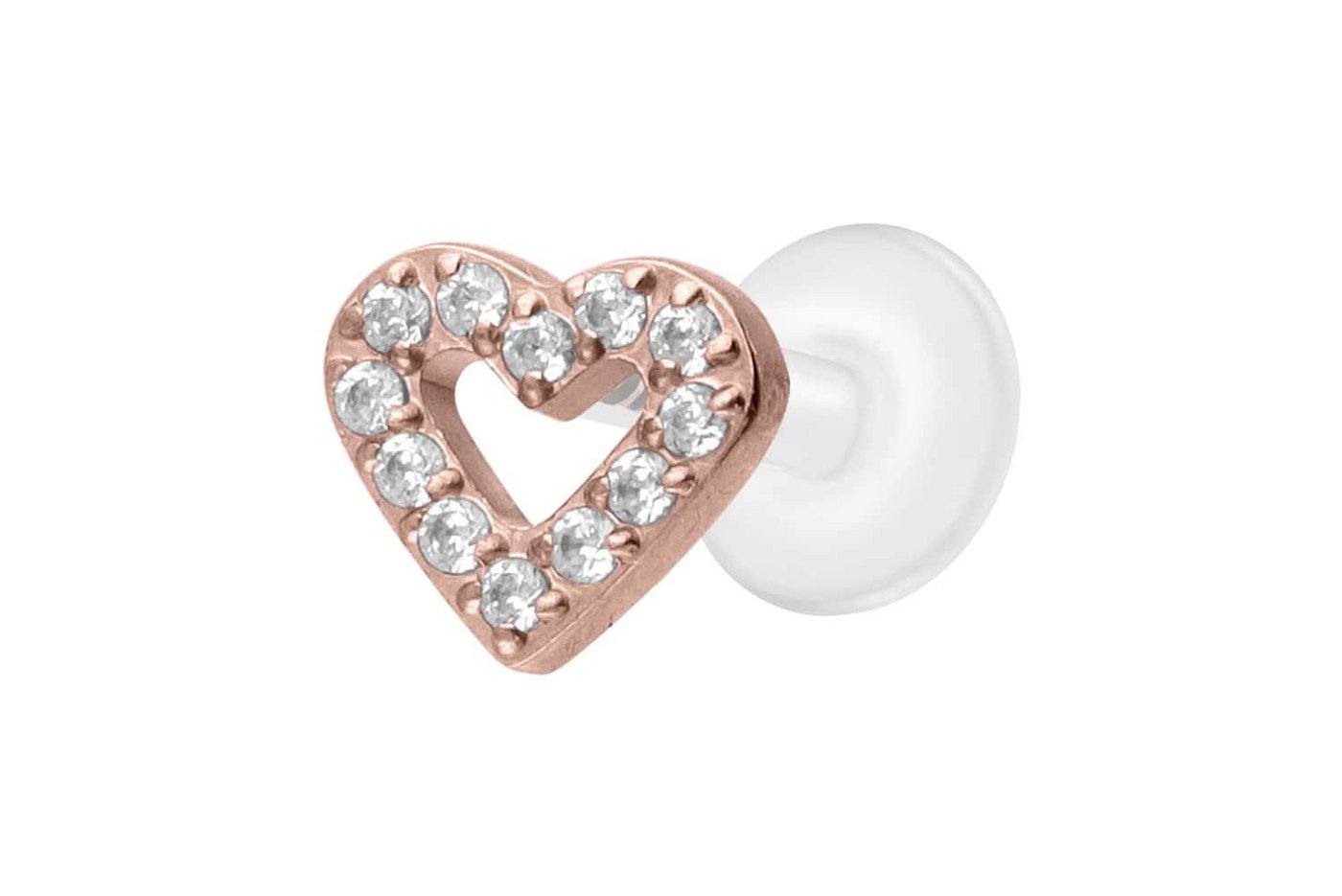 PIERCINGLINE Nasenpiercing PTFE Labret mit Innengewinde + Titan-Aufsatz KRISTALLHERZ (Labrets, 1-tlg) von PIERCINGLINE