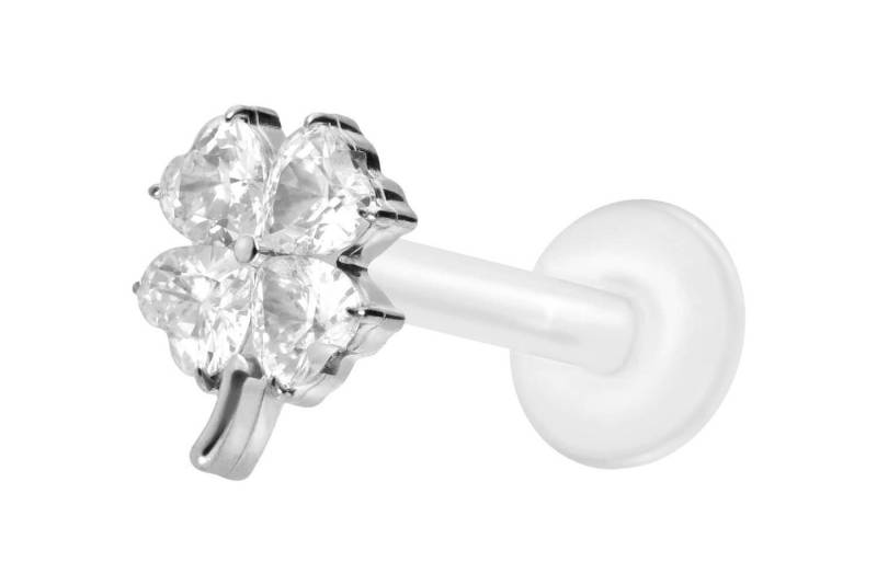 PIERCINGLINE Piercing-Set PTFE Labret mit Innengewinde + Titan-Aufsatz KRISTALLKLEEBLATT (Labrets / 1 Stk) von PIERCINGLINE