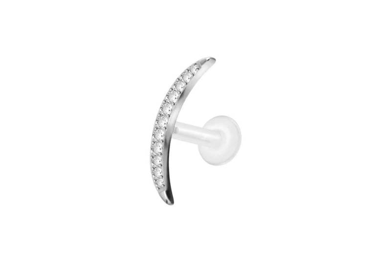 PIERCINGLINE Piercing-Set PTFE Labret mit Innengewinde + Titan-Aufsatz KRISTALLMOND (Labrets / 1 Stk) von PIERCINGLINE