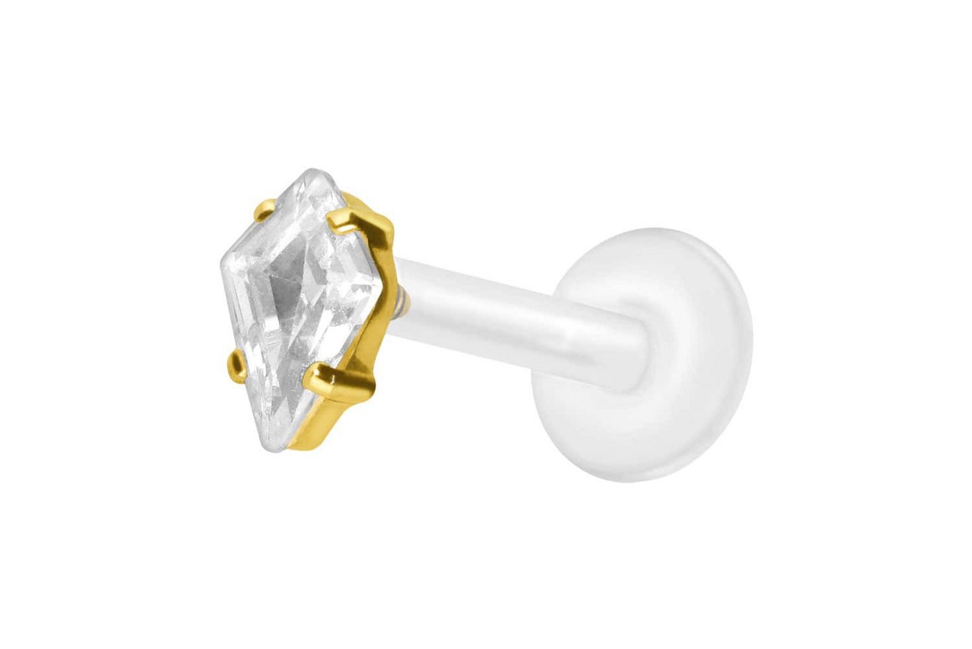 PIERCINGLINE Nasenpiercing PTFE Labret mit Innengewinde + Titan-Aufsatz KRISTALLRAUTE (Labrets, 1-tlg) von PIERCINGLINE