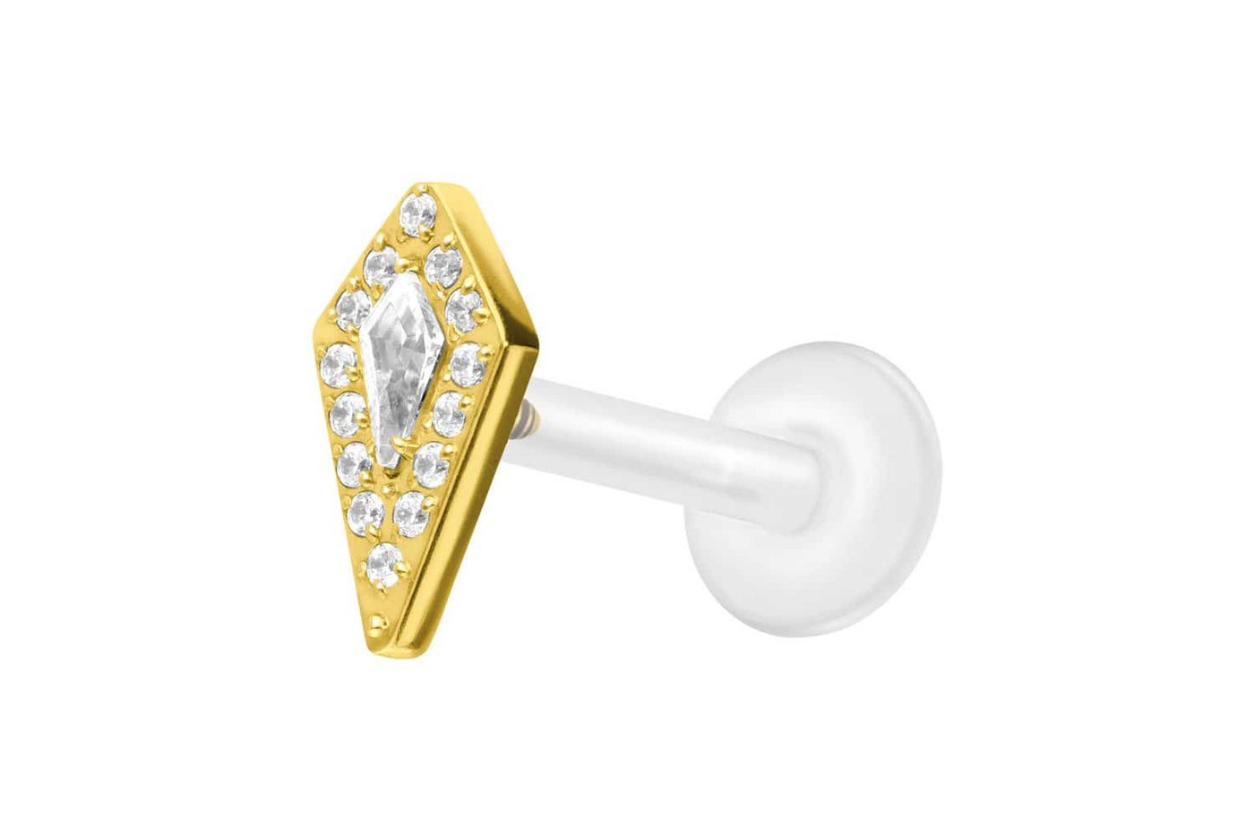 PIERCINGLINE Nasenpiercing PTFE Labret mit Innengewinde + Titan-Aufsatz KRISTALLSCHILD (Labrets, 1-tlg) von PIERCINGLINE