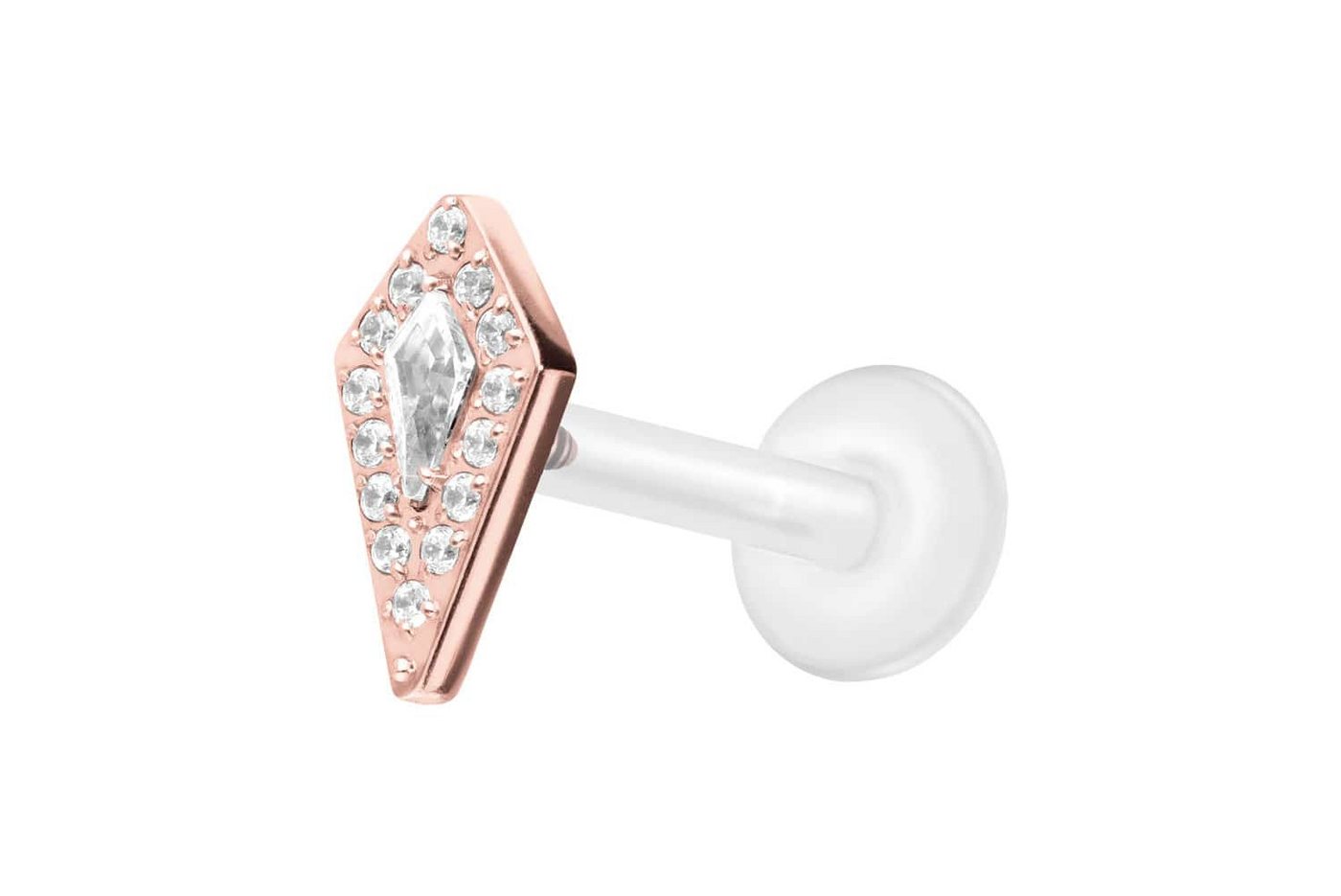 PIERCINGLINE Nasenpiercing PTFE Labret mit Innengewinde + Titan-Aufsatz KRISTALLSCHILD (Labrets, 1-tlg) von PIERCINGLINE