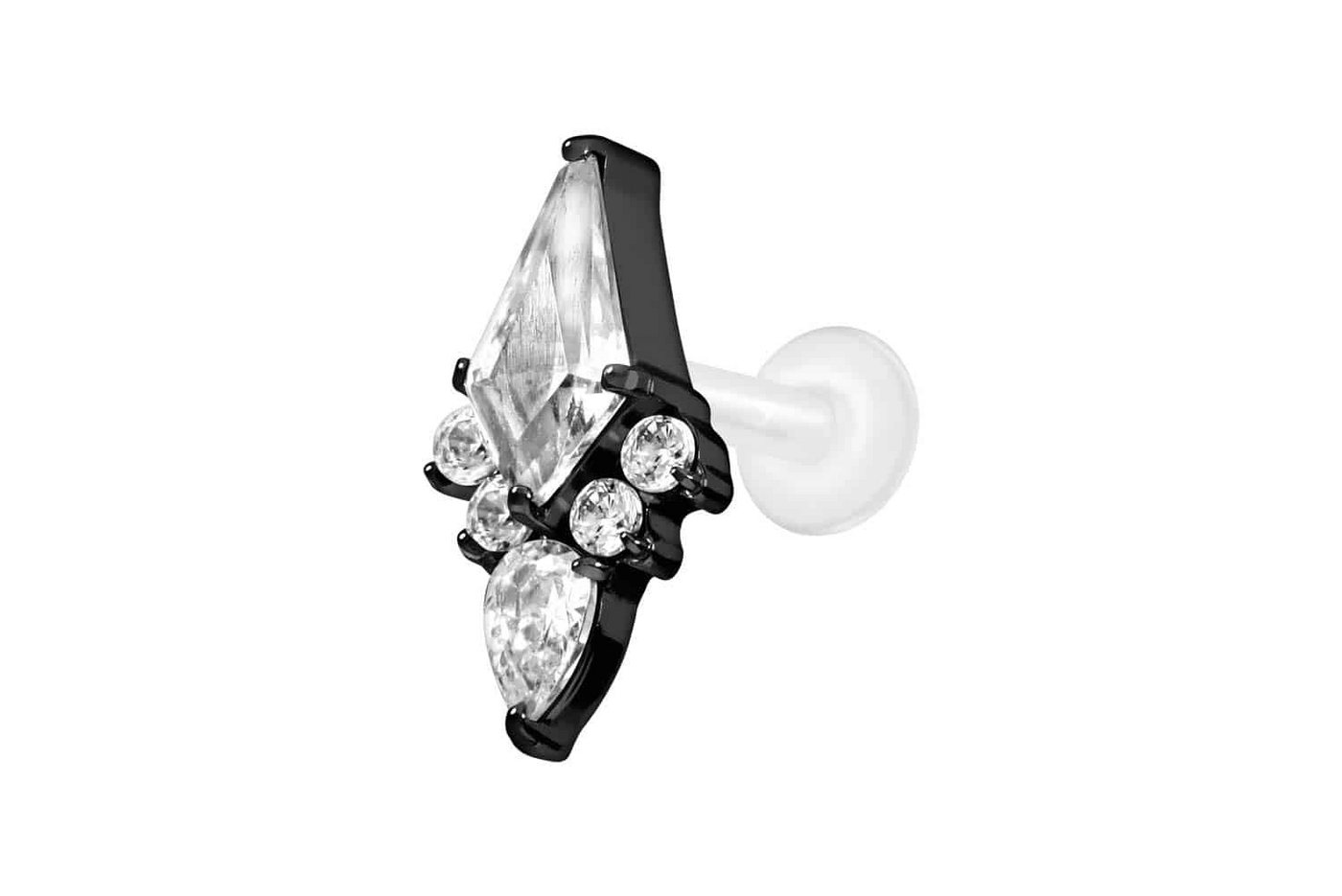 PIERCINGLINE Nasenpiercing PTFE Labret mit Innengewinde + Titan-Aufsatz KRISTALLSCHILD (Labrets, 1-tlg) von PIERCINGLINE
