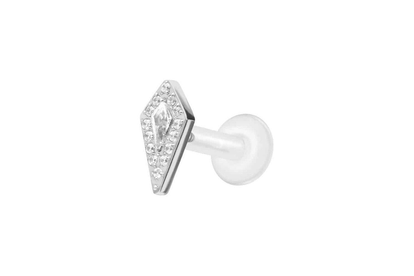 PIERCINGLINE Nasenpiercing PTFE Labret mit Innengewinde + Titan-Aufsatz KRISTALLSCHILD (Labrets, 1-tlg) von PIERCINGLINE