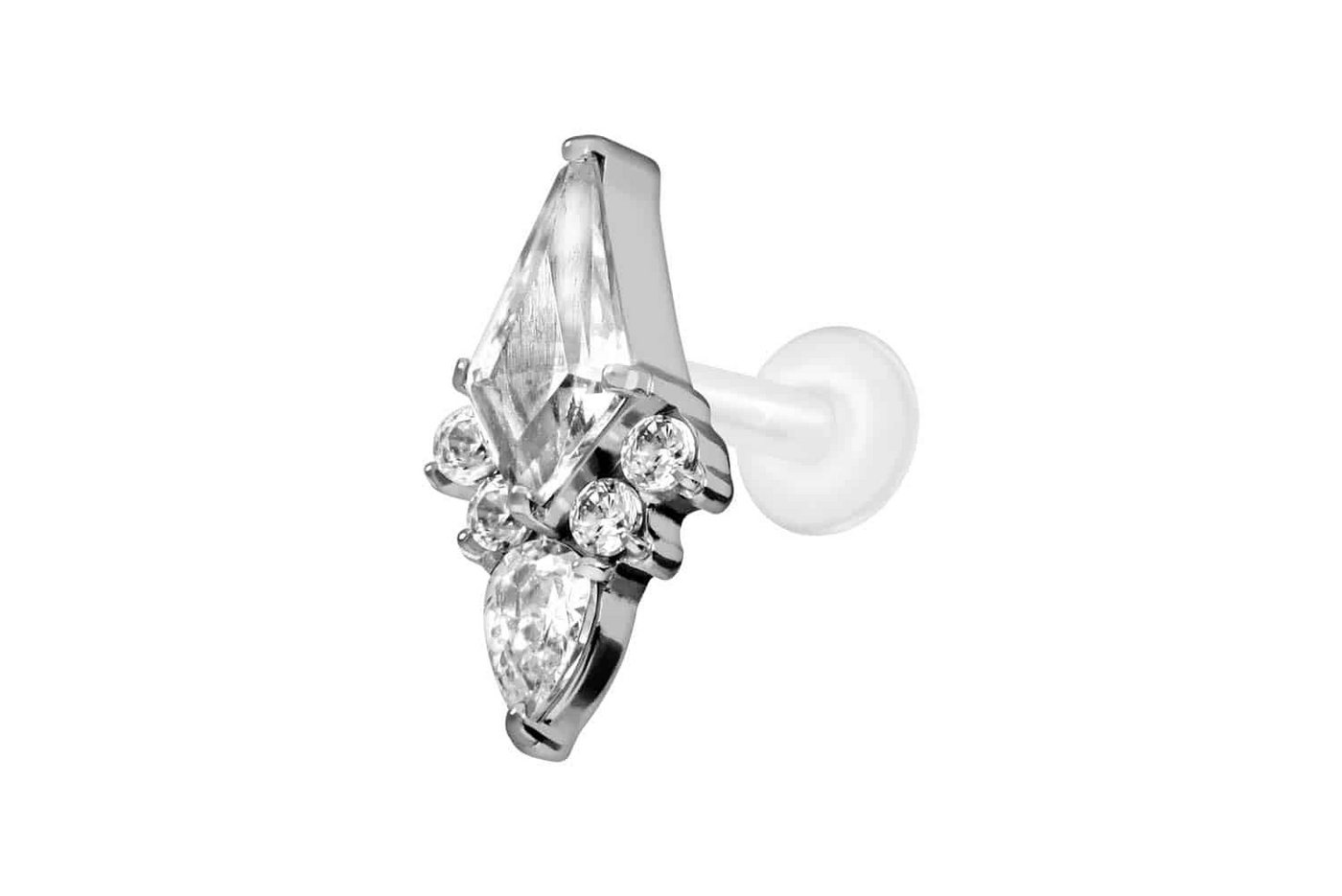 PIERCINGLINE Nasenpiercing PTFE Labret mit Innengewinde + Titan-Aufsatz KRISTALLSCHILD (Labrets, 1-tlg) von PIERCINGLINE