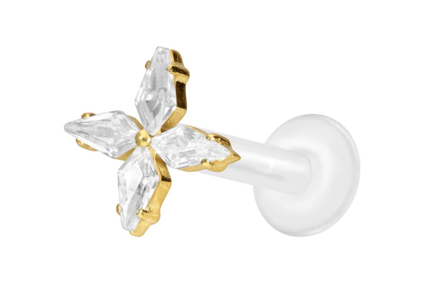 PIERCINGLINE Nasenpiercing PTFE Labret mit Innengewinde + Titan-Aufsatz KRISTALLSTERN (Labrets, 1-tlg) von PIERCINGLINE