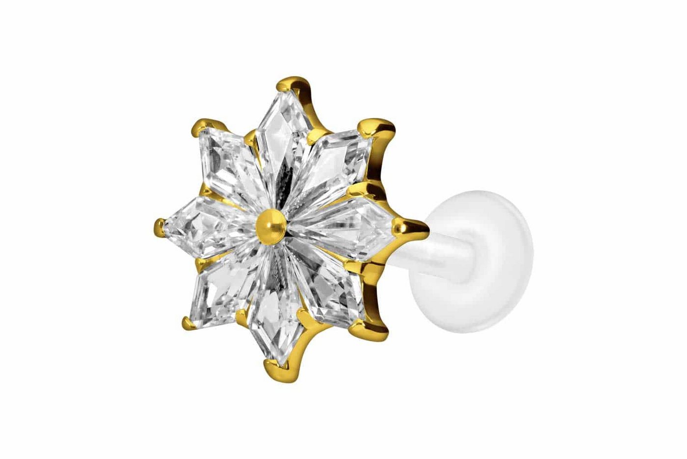 PIERCINGLINE Nasenpiercing PTFE Labret mit Innengewinde + Titan-Aufsatz KRISTALLSTERN (Labrets, 1-tlg) von PIERCINGLINE