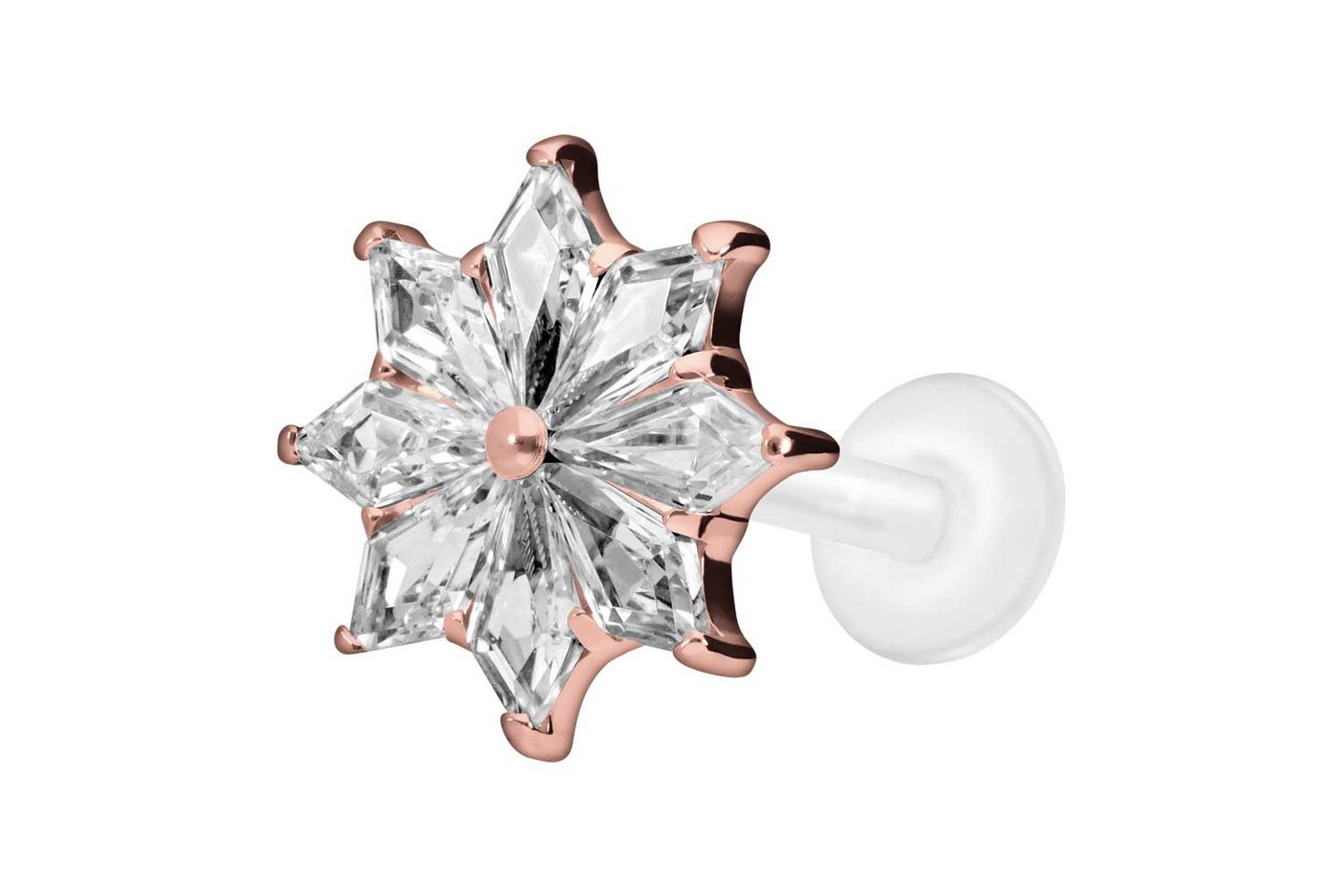 PIERCINGLINE Nasenpiercing PTFE Labret mit Innengewinde + Titan-Aufsatz KRISTALLSTERN (Labrets, 1-tlg) von PIERCINGLINE