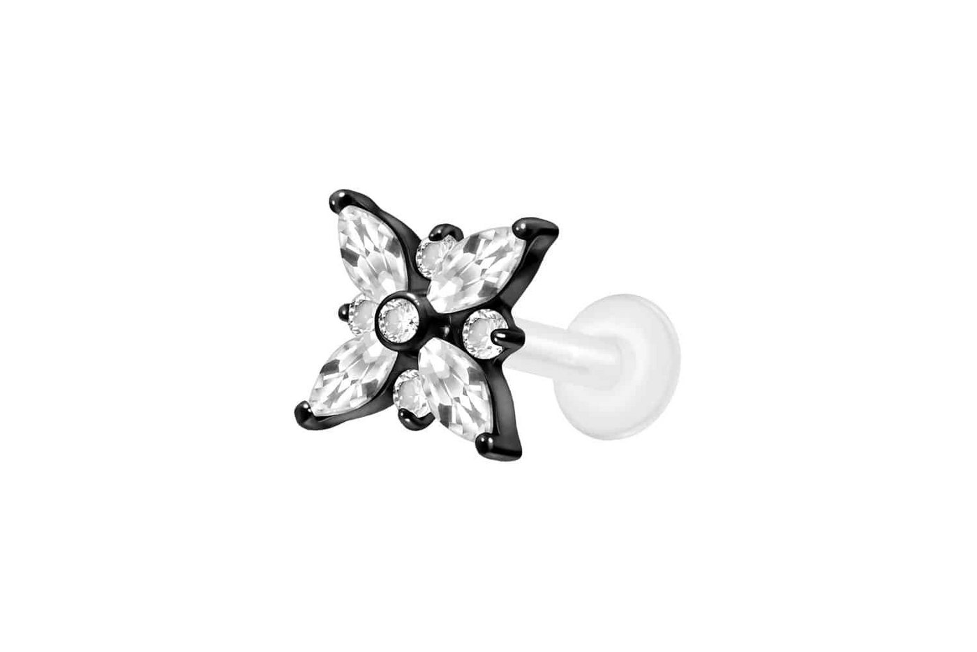 PIERCINGLINE Nasenpiercing PTFE Labret mit Innengewinde + Titan-Aufsatz KRISTALLSTERN (Labrets, 1-tlg) von PIERCINGLINE