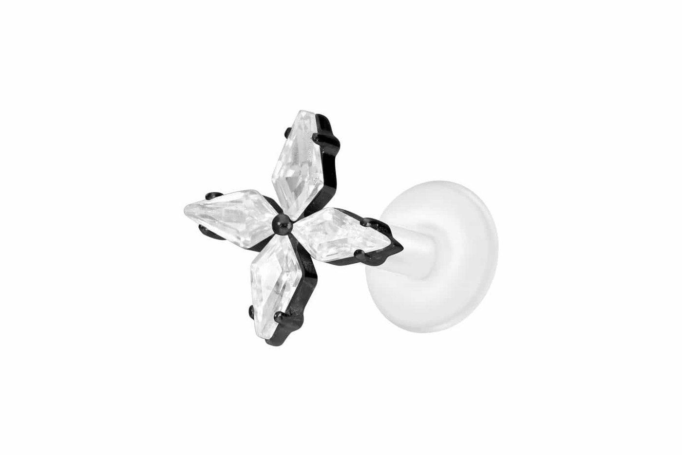 PIERCINGLINE Nasenpiercing PTFE Labret mit Innengewinde + Titan-Aufsatz KRISTALLSTERN (Labrets, 1-tlg) von PIERCINGLINE