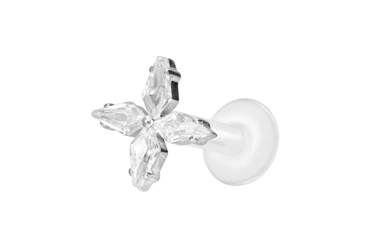 PIERCINGLINE Nasenpiercing PTFE Labret mit Innengewinde + Titan-Aufsatz KRISTALLSTERN (Labrets, 1-tlg) von PIERCINGLINE