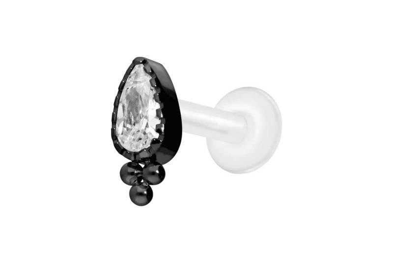 PIERCINGLINE Piercing-Set PTFE Labret mit Innengewinde + Titan-Aufsatz KRISTALLTROPFEN + KUGELN (Labrets / 1 Stk) von PIERCINGLINE