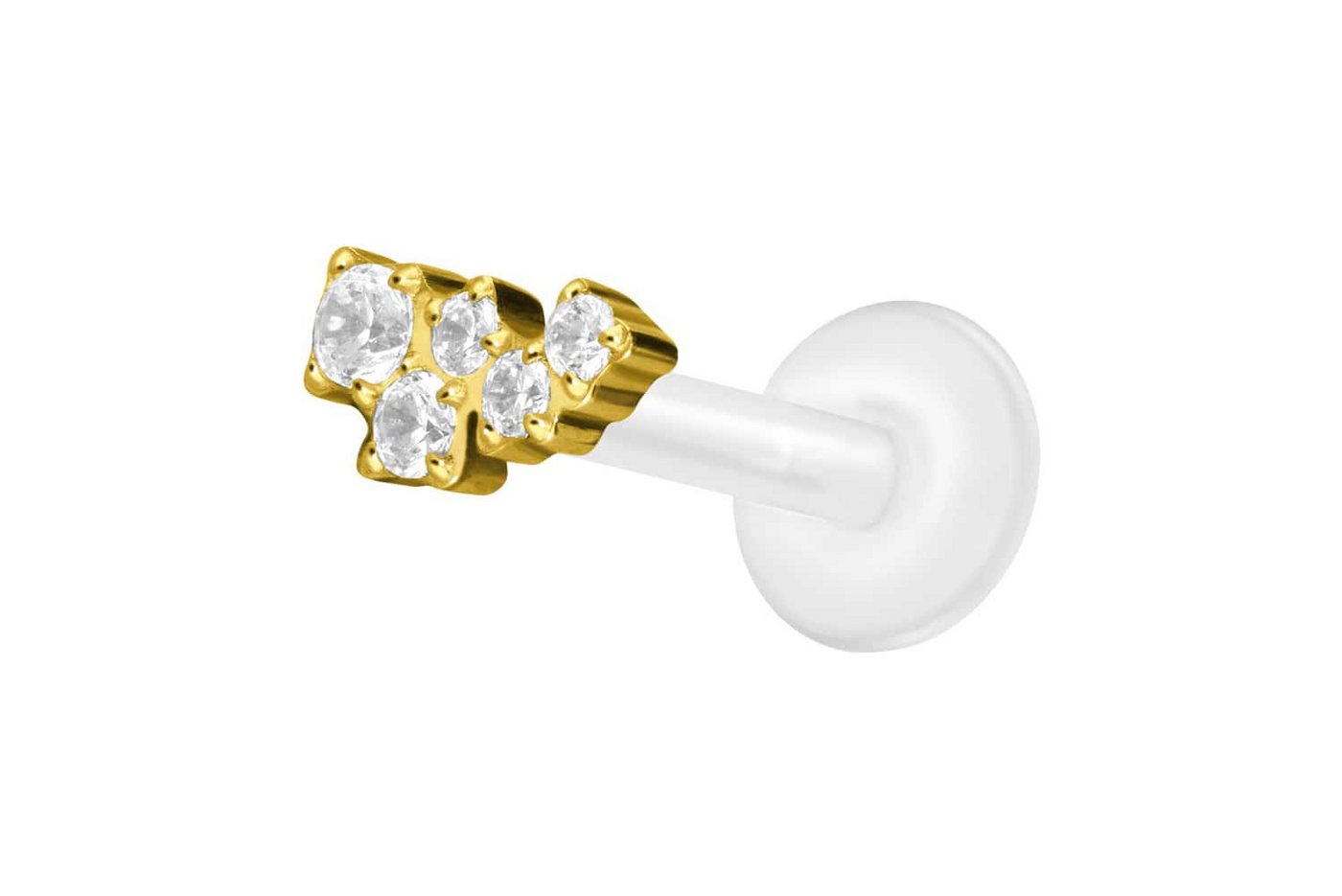 PIERCINGLINE Nasenpiercing PTFE Labret mit Innengewinde + Titan-Aufsatz KRISTALLWOLKE (Labrets, 1-tlg) von PIERCINGLINE