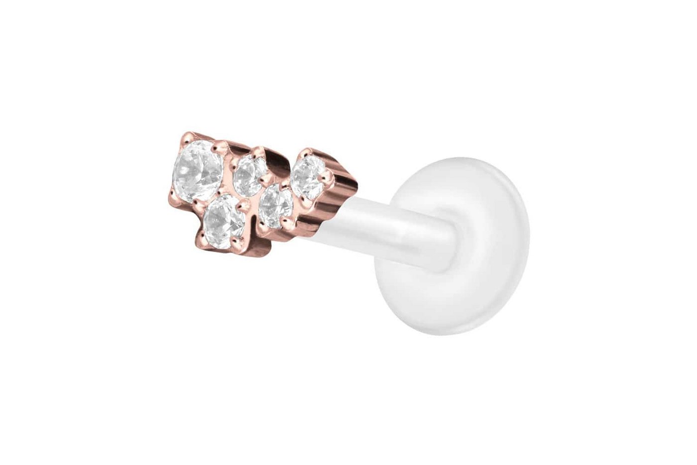 PIERCINGLINE Nasenpiercing PTFE Labret mit Innengewinde + Titan-Aufsatz KRISTALLWOLKE (Labrets, 1-tlg) von PIERCINGLINE