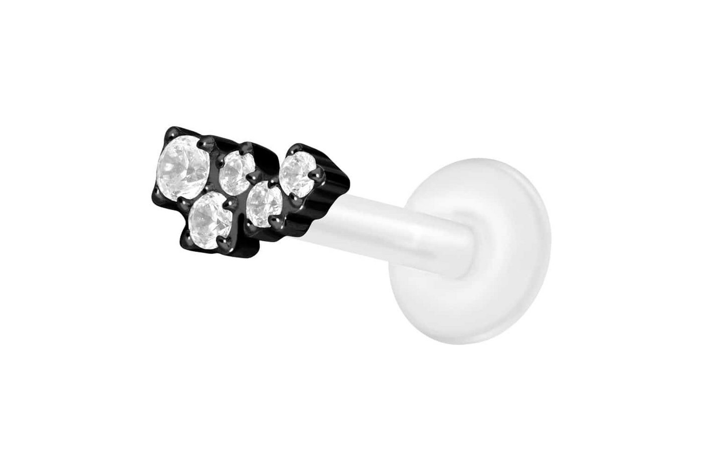PIERCINGLINE Nasenpiercing PTFE Labret mit Innengewinde + Titan-Aufsatz KRISTALLWOLKE (Labrets, 1-tlg) von PIERCINGLINE