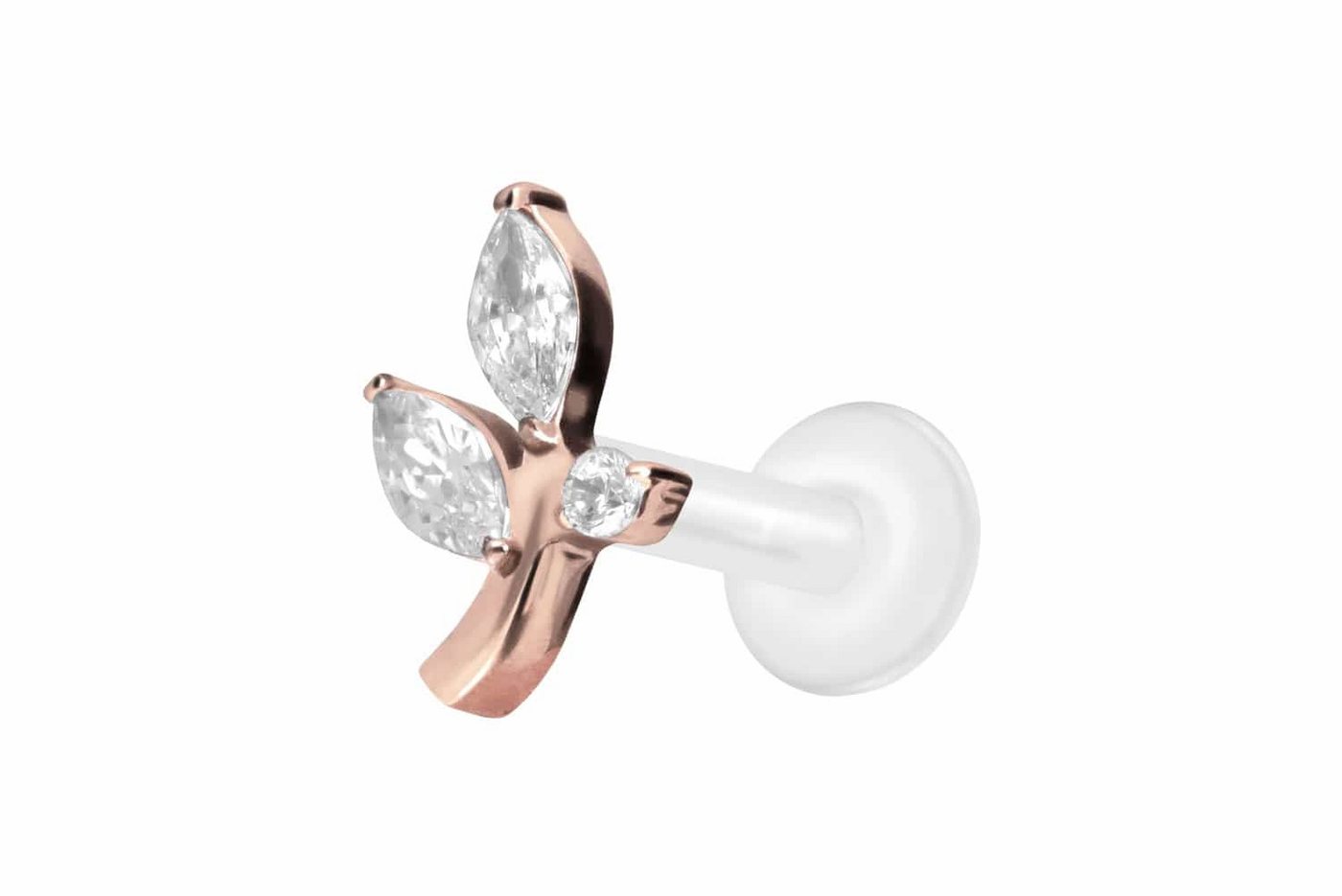 PIERCINGLINE Piercing-Set PTFE Labret mit Innengewinde + Titan-Aufsatz KRISTALLZWEIG (Labrets / 1 Stk) von PIERCINGLINE