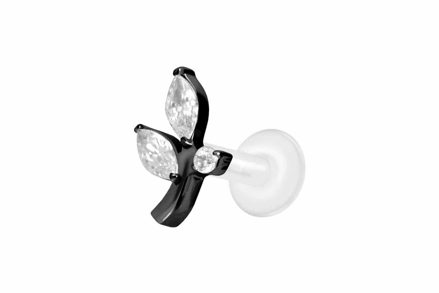 PIERCINGLINE Nasenpiercing PTFE Labret mit Innengewinde + Titan-Aufsatz KRISTALLZWEIG (Labrets, 1-tlg) von PIERCINGLINE