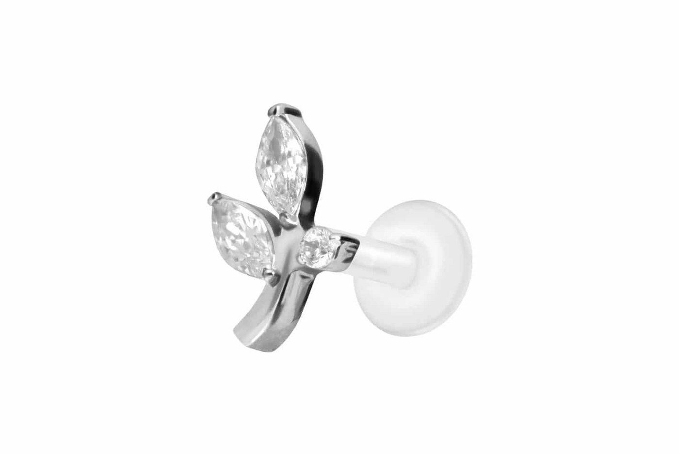 PIERCINGLINE Nasenpiercing PTFE Labret mit Innengewinde + Titan-Aufsatz KRISTALLZWEIG (Labrets, 1-tlg) von PIERCINGLINE